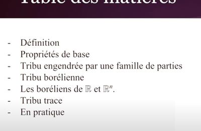 POST BAC - Intégrale de Lebesgue - Les tribus en mathématiques