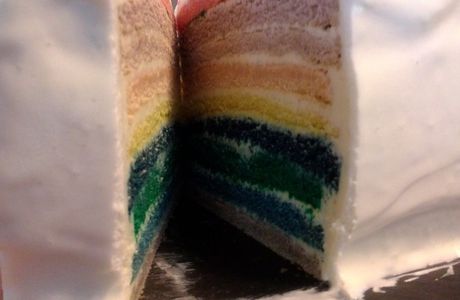Rainbow cake au chocolat blanc
