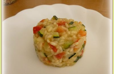 Un petit tour dans le jardin ... Risotto aux courgettes, tomates et basilic