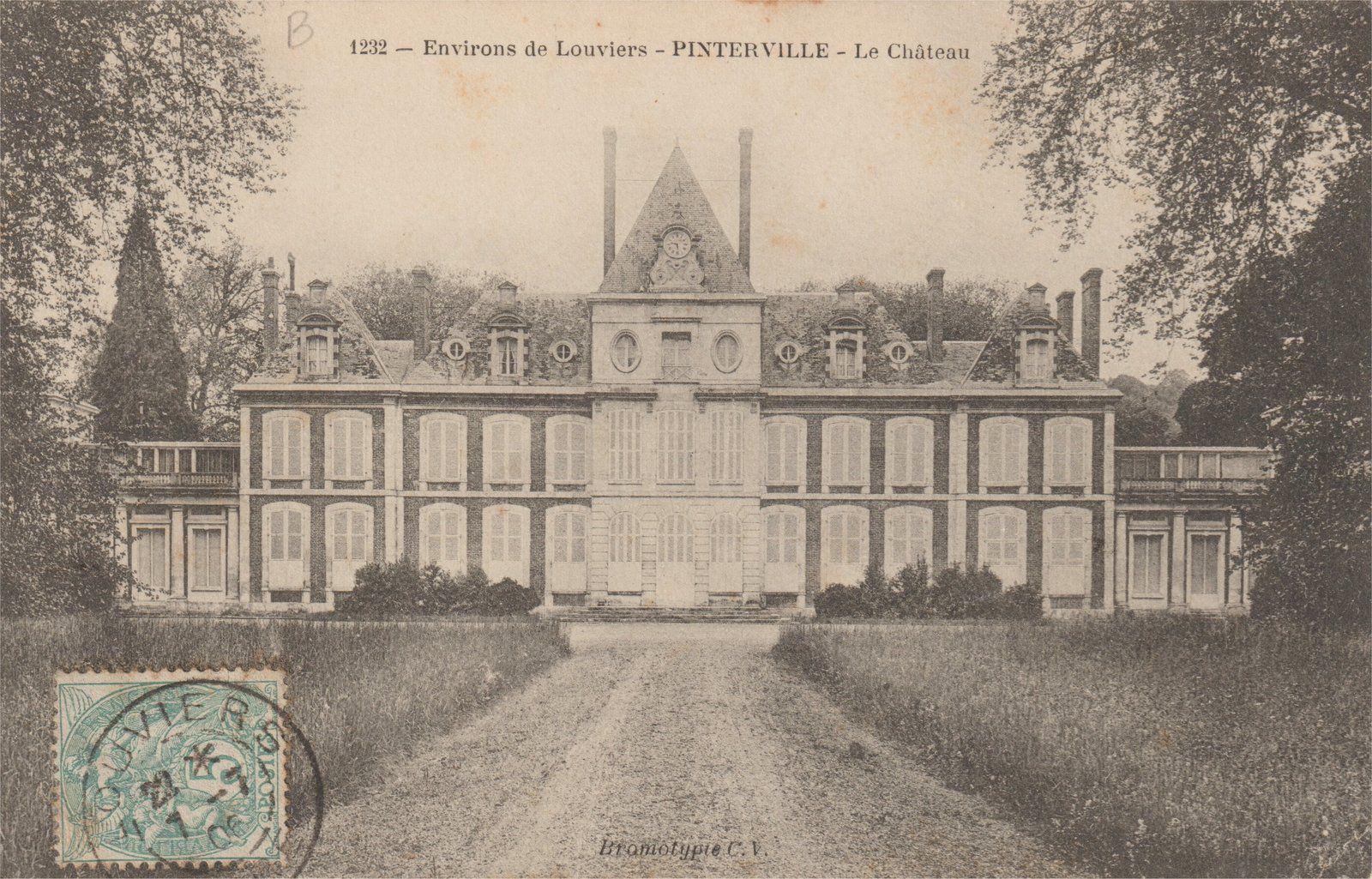 Carte postale des années 1910 représentant le château de De Boisguilbert et vue actuelle de Frédéric Ménissier (janvier 2021).