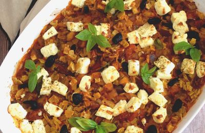 Gratin de pâtes grecques (Xilopites) aux aubergines à à la feta