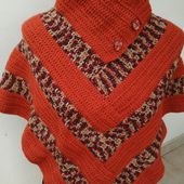 Poncho à col couleur rouille création au crochet | Création vêtements | Martinique | PHANTEZI