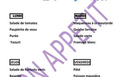 Menu de la semaine