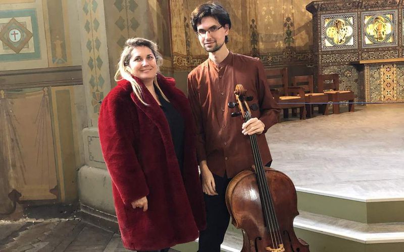 Divine Récital duo Veronica Antonelli avec le violoncelliste Adrien Frasse-Sombet crypte Martyrium Saint Denis 17 avril et 5 mai 2019 17H