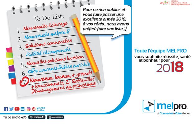 L'équipe MELPRO vous souhaite une très bonne année 2018 !