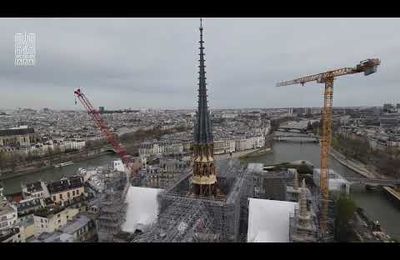 Dépose de l'échafaudage de la flèche de Notre-Dame de Paris