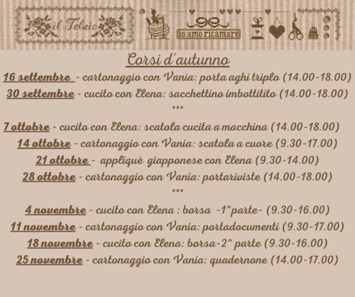 C O R S I  di : cartonaggio  e  cucito creativo abbinato a ricamo  - applique