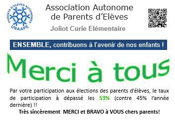 #JoliotCurieElementaire#Merci les parents !!!