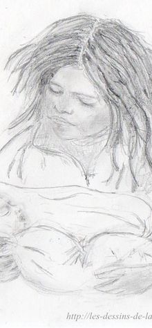 Regard tendre - dessin au crayon