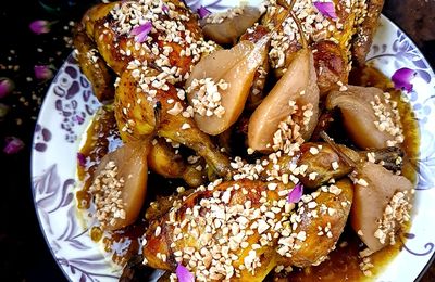 Coquelets aux poires caramélisées 