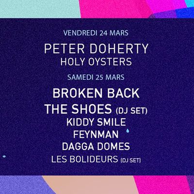 PETER DOHERTY, THE SHOES, BROKEN BACK, KIDDY SMILE, FEYNMAN, HOLY OYSTERS au programme des NUITS CLAIRES #3 les 24 et 25 mars 2017 au YOYO de Paris