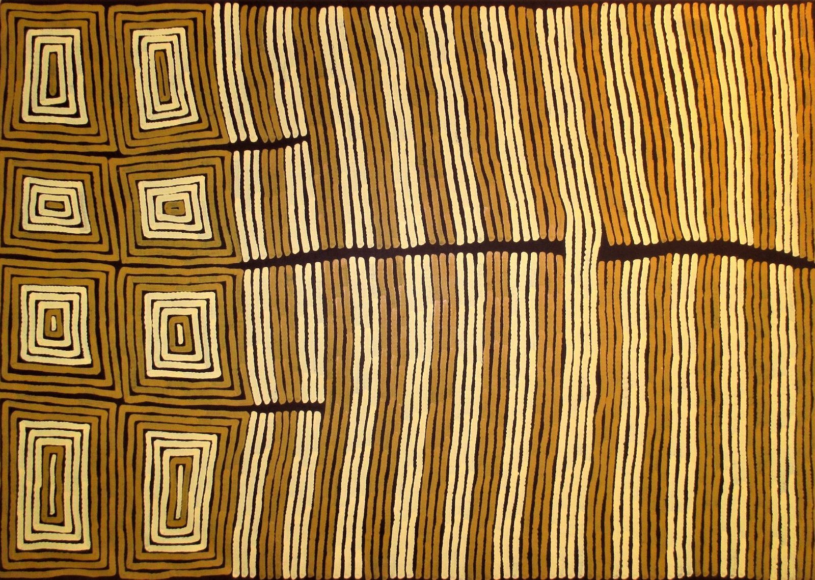 Ronnie Tjampijinpa, Tingari ancestors, investissement, art aborigène, musée du quai Branly