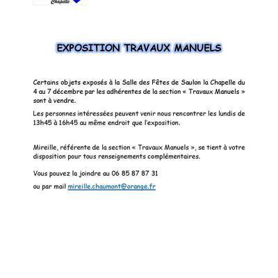 EXPOSITION TRAVAUX MANUELS