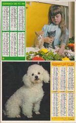 Calendrier Almanach du facteur, Année 1981, Animaux, Chien, Chat