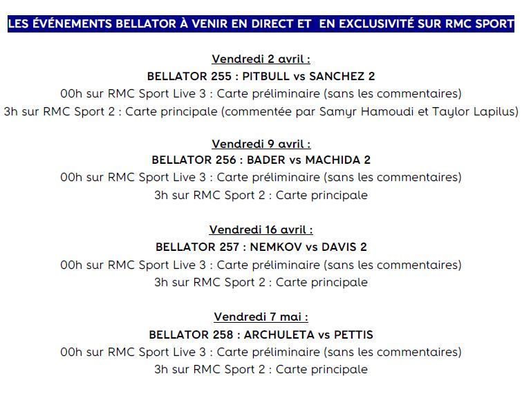 Le Bellator Tour (MMA) à suivre en direct sur RMC Sport