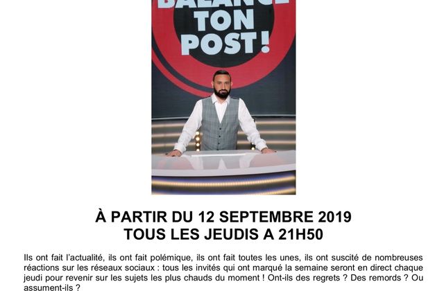 Balance Ton Post, nouvelle saison dès le 12 septembre sur C8. Précédé d'un TPMP XXL.