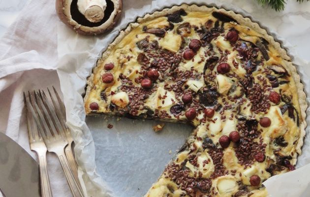 Quiche oignons rouges et champignon au fromage de chèvre