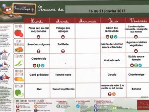 Menu de cantine Janvier