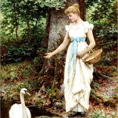 Cygnes en peinture et illustrations -   Henry James Johnstone - (1835-1907)
