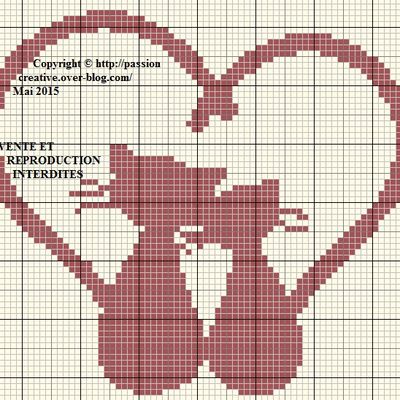 Grille gratuite point de croix : Chats amoureux