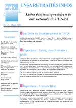 Dernier bulletin UNSA Retraités Mars 2011