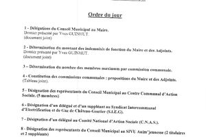 CHEMAZE: L'ordre du jour du conseil municipal du 14 Avril 2014