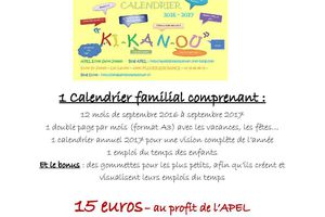 CALENDRIER 2016-2017 KI KAN OU