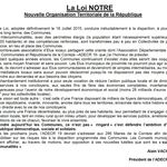 Alain Vacher s'exprime sur la loi portant Nouvelle Organisation Territoriale de la République du 16 juillet 2015