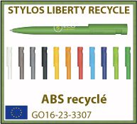 Stylo bille rétractable LIBERTY en plastique abs recyclé de fabrication européenne