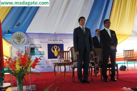 Zone Zital, Ankorondrano, 06.12.2012. Le Président Andry Rajoelina a participé au premier jour de la célébration des 40 ans de la FIVMPAMA (Groupement du Patronat malagasy). Photos Harilala Randrianarison