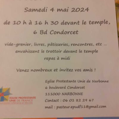 Protestants en fête : samedi 4 mai 2024