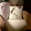 Coussin fait main : l'oiseau sur la branche