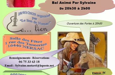 bal country Animé Par SYlvaine   :  1 - Nersac le 28 mars 2020  2 - a Mornac (16) 9 mai 2020