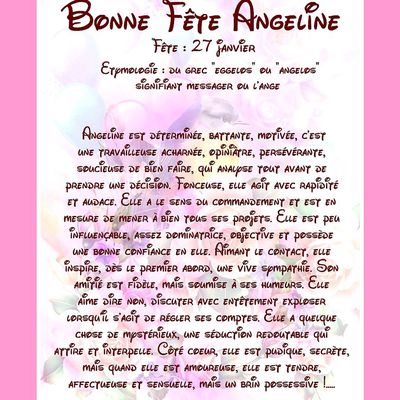 Carte Bonne Fête Angeline - 27 janvier