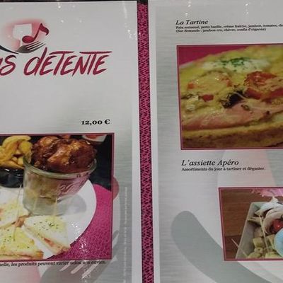 Carte du menu (coté restaurant )