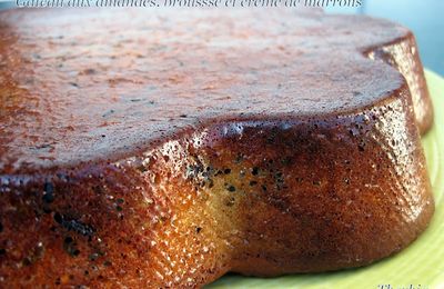 Gâteau aux amandes, brousse et crème de marrons