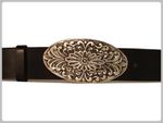 CEINTURE CUIR 4 CM - Boucle n°14 Design ( Argenté antique )