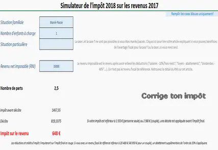 Simulation des impots sur le revenu 2018