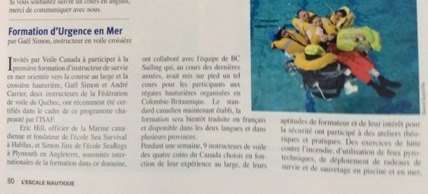 Article de Gaël Simon, l'Escale Nautique, printemps 2016.