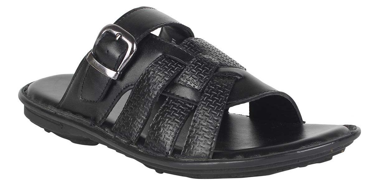 San Frissco Black Criss-Cross Sandals for Men