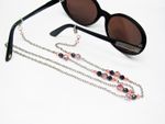 Cordon chaine de lunettes fantaisie en perles roses et noires