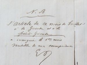 Première page du Cahier d’Emmanuel Durand et note manuscrite.