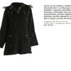 Manteau noir velours, capuche fourrure amovible, neuf