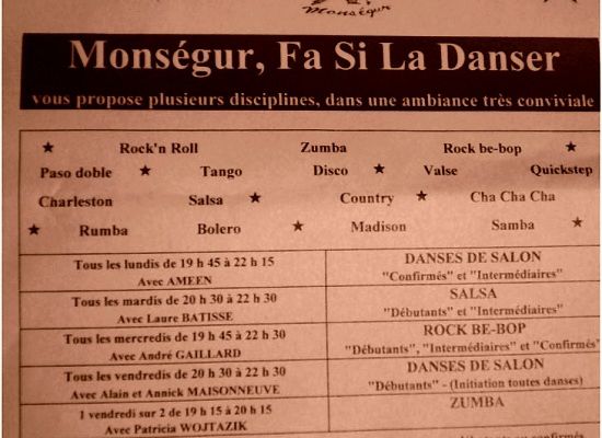 Les cours de danse de salon reprennent le 9 septembre 2013 à Monségur