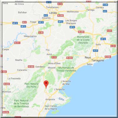 Espagne - Tortosa - Position château sur carte