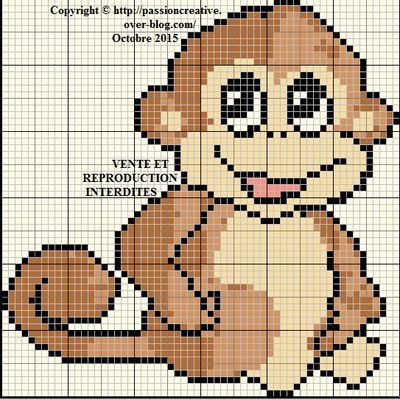 Grille gratuite point de croix : Petit singe