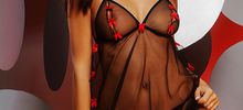 [NEW] Nuisette sexy noir et petits noeuds rouges transparante lulu Anaïs