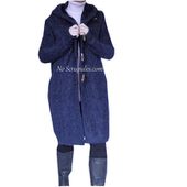Manteau fourré à capuche bleu / No Scrupules