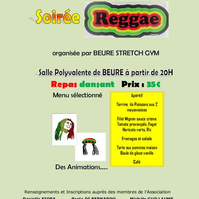 REPAS BEURE STRETCH GYM : Animations  reggae