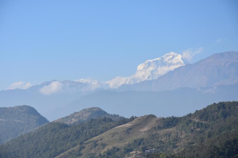 Sarangkot, lune géante, lever de soleil sur le Dhaulagiri 1